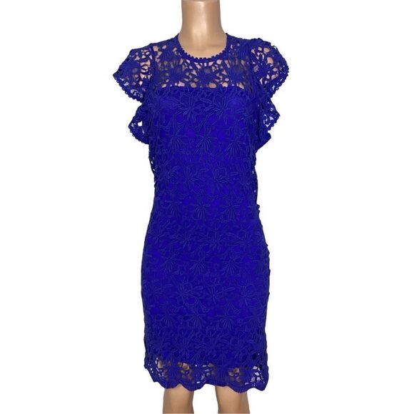 New. VELVET blue Lace-Guipure Dress. Small. Retails $179 Neimans - Picture 5 of 13